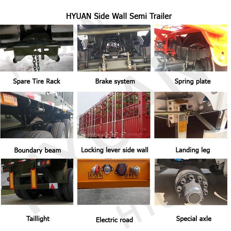 40-100 Tons Used New Side Wall Fence Semi Trailer for Sale