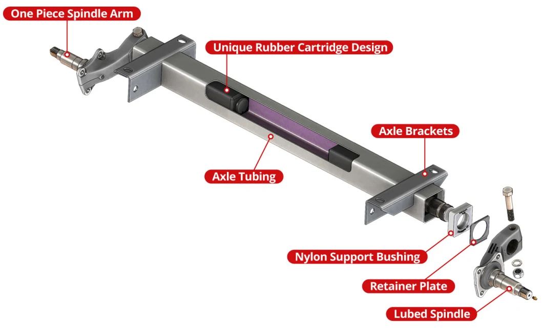 2200 Lbs Dexter Trailer Axle 2" x 2" Square - Galvanized Torsion Axle