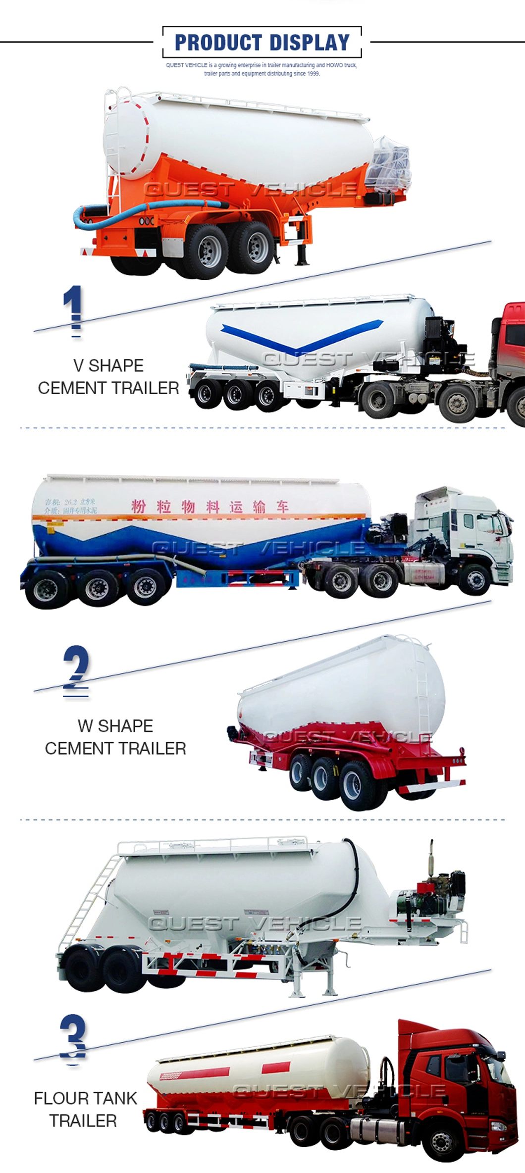 50tons 40cbm Silo Dry Bulk Cement Powder Tanker Semi Trailers for Sale