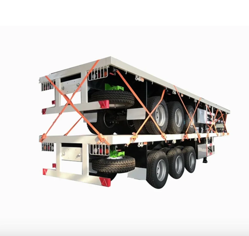 Flatbed Skeleton Low Bed Stake Container Transport Semi Truck Trailer 3 Axle Flatbed Semi Trailers for Sale