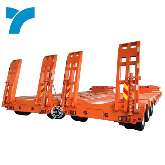 Heavy Duty 3 Axis 50 Ton Lowbed Lowboy Semi Tralier con rampa para remolque de venta