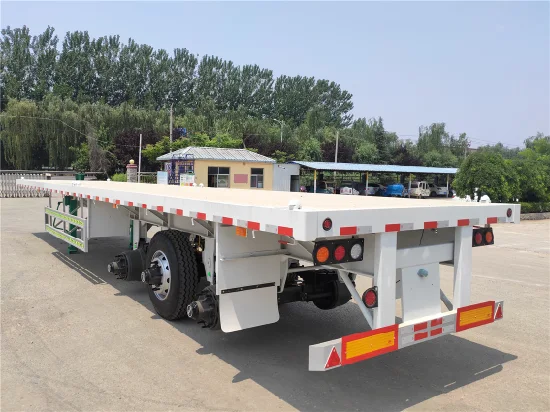 3 ejes de 60 toneladas planas/Lowboy/esqueleto/camión de transporte de contenedores de carga plana semirremolque