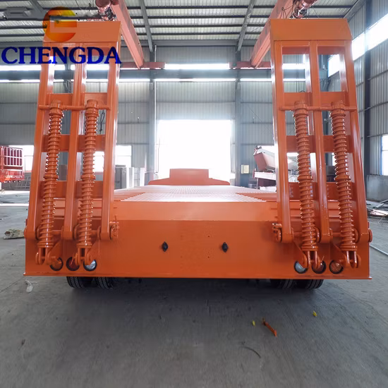 Heavy Duty 3axles Excavadora Transporte Cuello de cisne Lowboy Low Loader Bed Lowbed Semi Camión Remolque