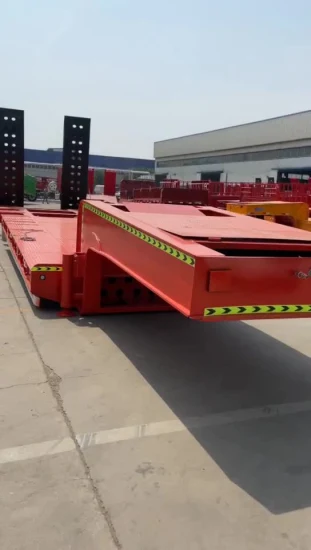 Escalera hidráulica 3 ejes Heavy Duty 60ton 80tons Low Bed Semi Remolques Lowbed Trailer Lowboy Eje para la venta en África